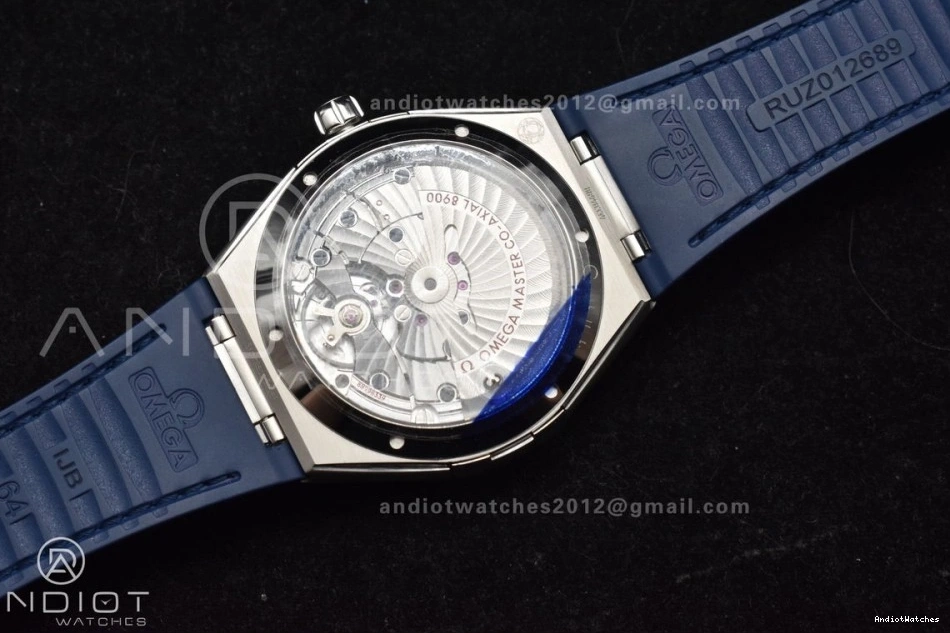 Clone Strap Gummy SS Blue Ceramic Blue 546 A8900 Blue Breathable on 1:1 Constellation VSF Super Edition Dial Best 0217